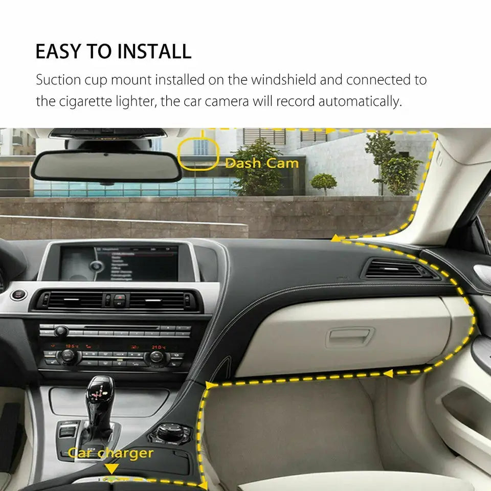Cámara de vehículo con pantalla táctil para coche, grabador de vídeo con lente Dual HD 1080P