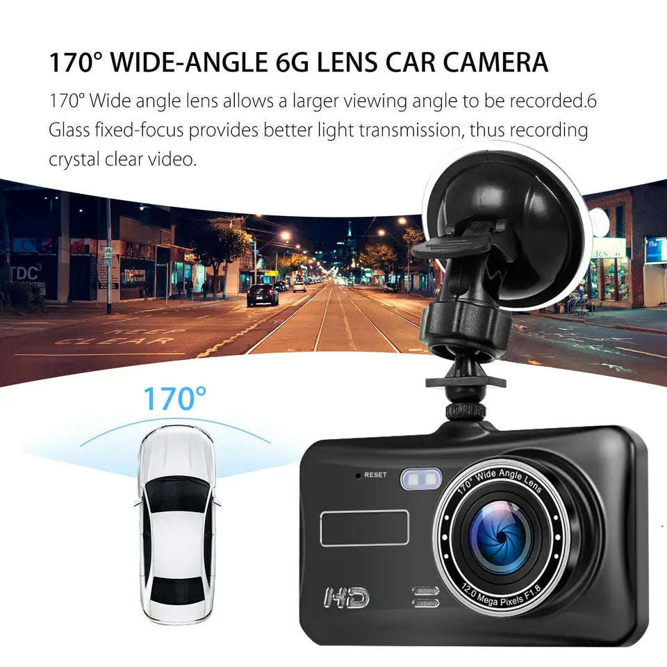 Cámara de vehículo con pantalla táctil para coche, grabador de vídeo con lente Dual HD 1080P