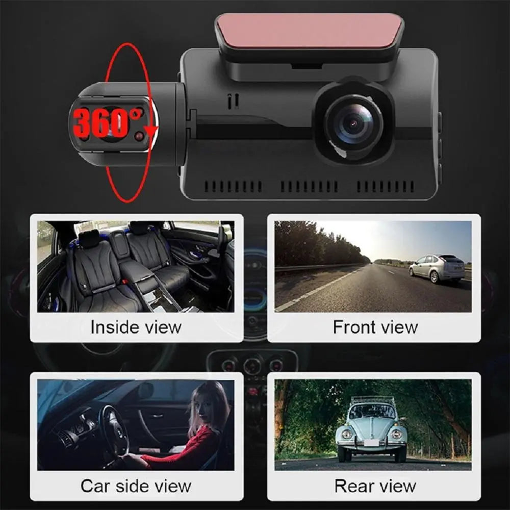 Cámara con lente para vehículo, grabadora de vídeo dvr frontal y trasera, inalámbrica