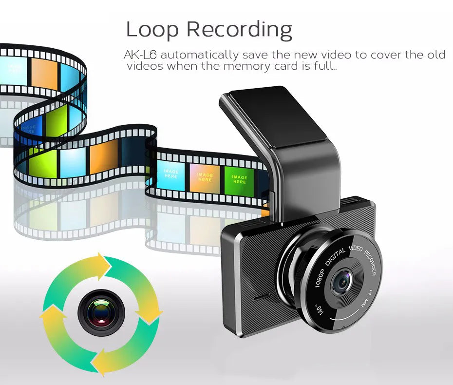 Cámara de grabación inalámbrica Full Hd para vehículo, con doble lente frontal y trasera 4K.