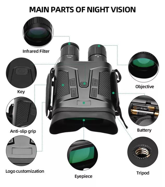 Binocular 64G 1080p  de largo alcance visión IR NV800S