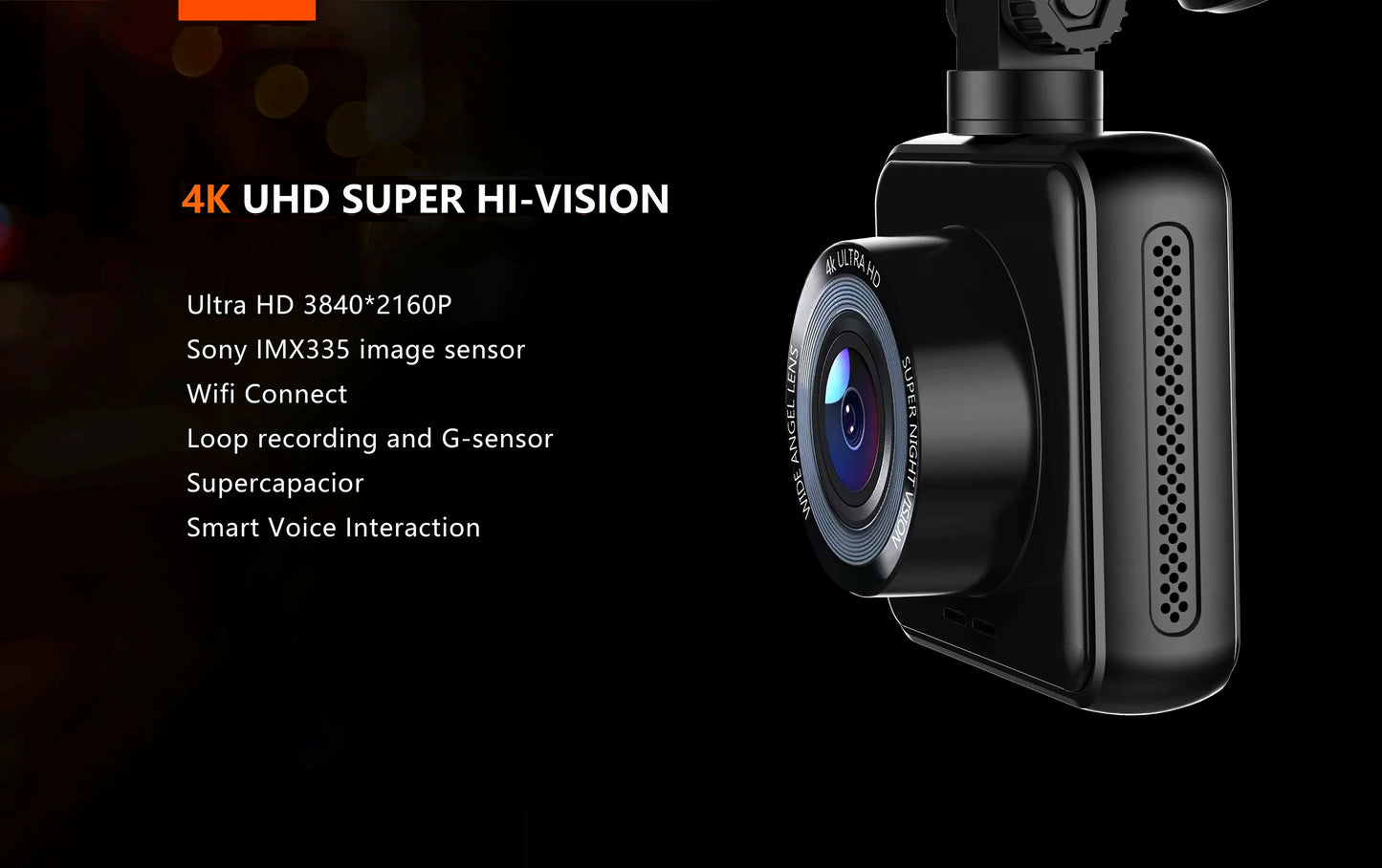 Cámara para vehículo 4K ultra HD, con GPS