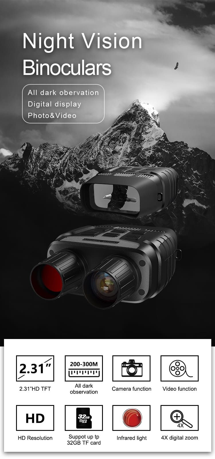 Binocular Visión Nocturna NV-3180 IR