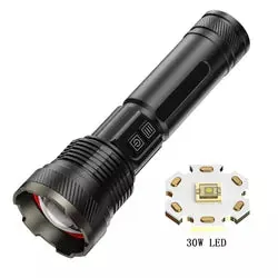 Linterna LED Recargable de 30w con carga USB, 1500 lumines