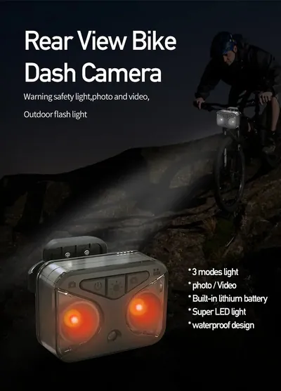 Cámara de visión trasera para bicicleta 1080P, con luz impermeable.
