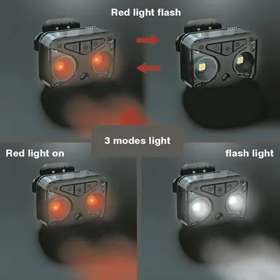 Cámara con luz trasera blanca y roja para seguridad en bicicleta.